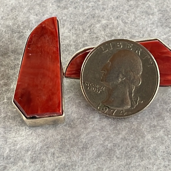 Al Yazzie Coral & Sterling Earrings - Picture 4 of 5